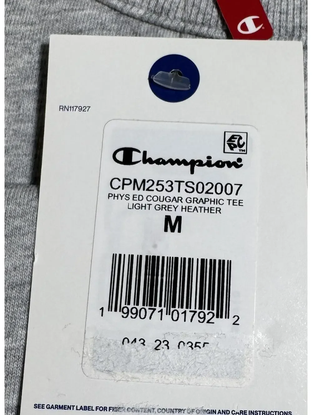 Champion Gray  Phys. Ed. Cougar Graphic Tee T Shirt Mens Size M NWT NEW